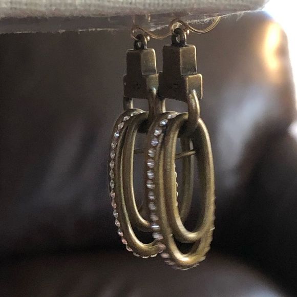 SILPADA Modern Maven Brass Drop Earrings With Swarovski Crystals NIB - Picture 9 of 14